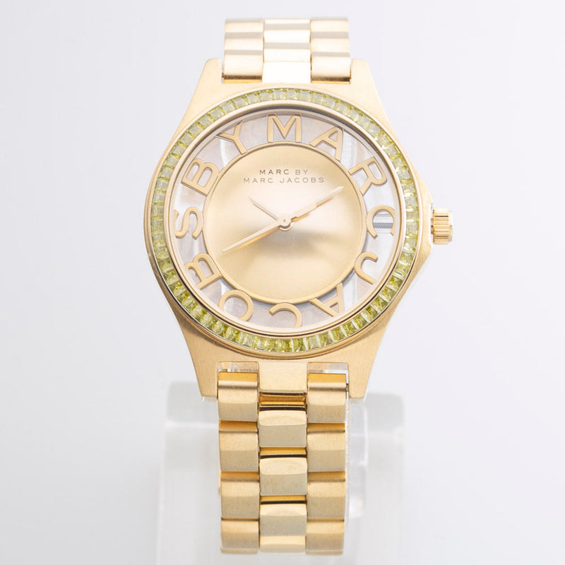 Marc Jacobs Henry Transparent Gold Dial Gold Steel Strap Watch for Women - MBM3338 Buy Now By Marc Jacobs