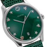 Gucci G-Timeless Green Mother of Pearl Dial Green Leather Strap Watch For Women - YA126585 Buy Now By Gucci