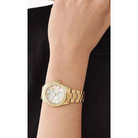 Michael Kors Everest Three-Hand Mother of Pearl White Dial Gold Steel Strap Watch For Women - MK7363 Buy Now By Michael Kors