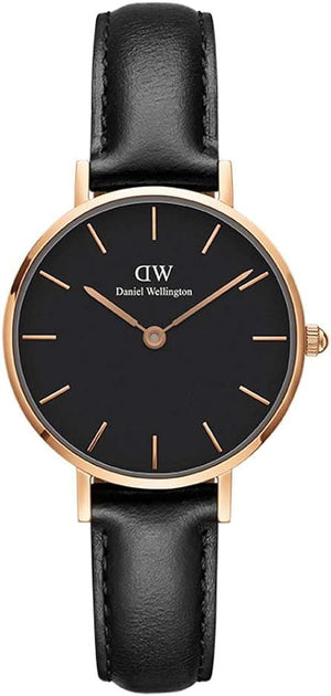 Daniel Wellington Classic Petite Sheffield Black Dial Black Leather Strap Watch For Women - DW00100224