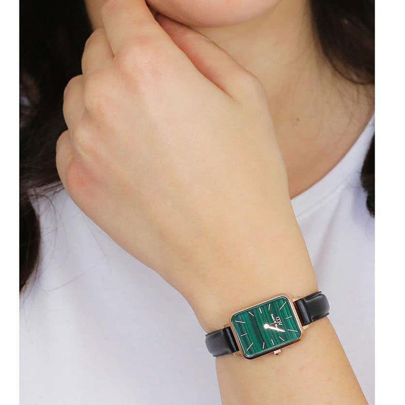 Daniel Wellington Quadro Pressed Sheffield Green Dial Black Leather Strap Watch For Women - DW00100439 Buy Now By Daniel Wellington