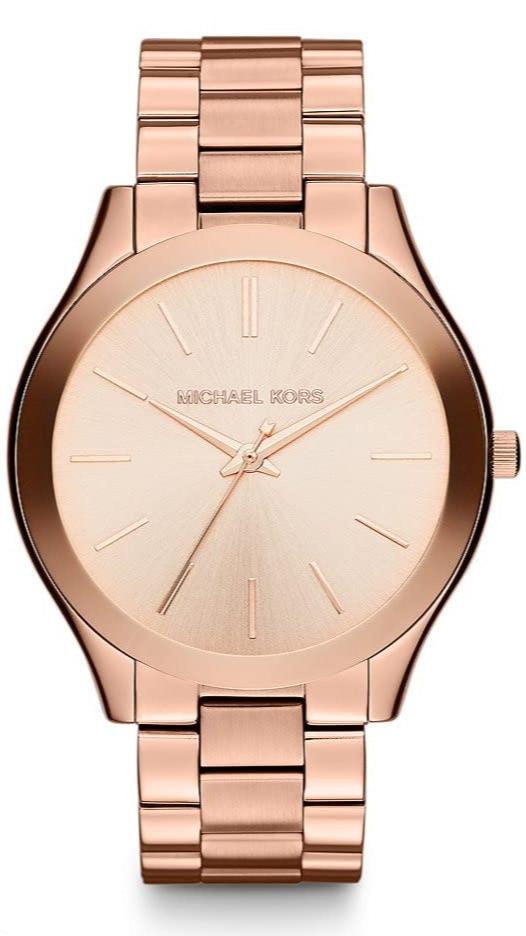 Shop Michael Kors Slim Runway Rose Gold Dial Rose Gold Steel Strap Watch for Women - MK3197 in USA