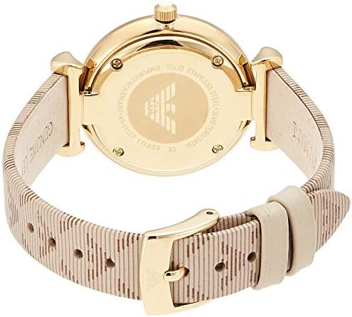 Emporio Armani Gianni T Bar Analog Silver Dial Beige Leather Strap Watch For Women - AR11127 Buy Now By Emporio Armani
