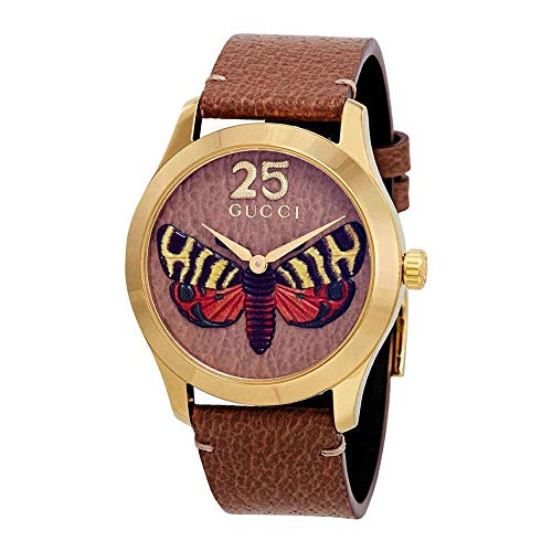 Gucci G Timeless Butterfly Brown Dial Brown Leather Strap Watch For Women - YA1264063 Buy Now By Gucci