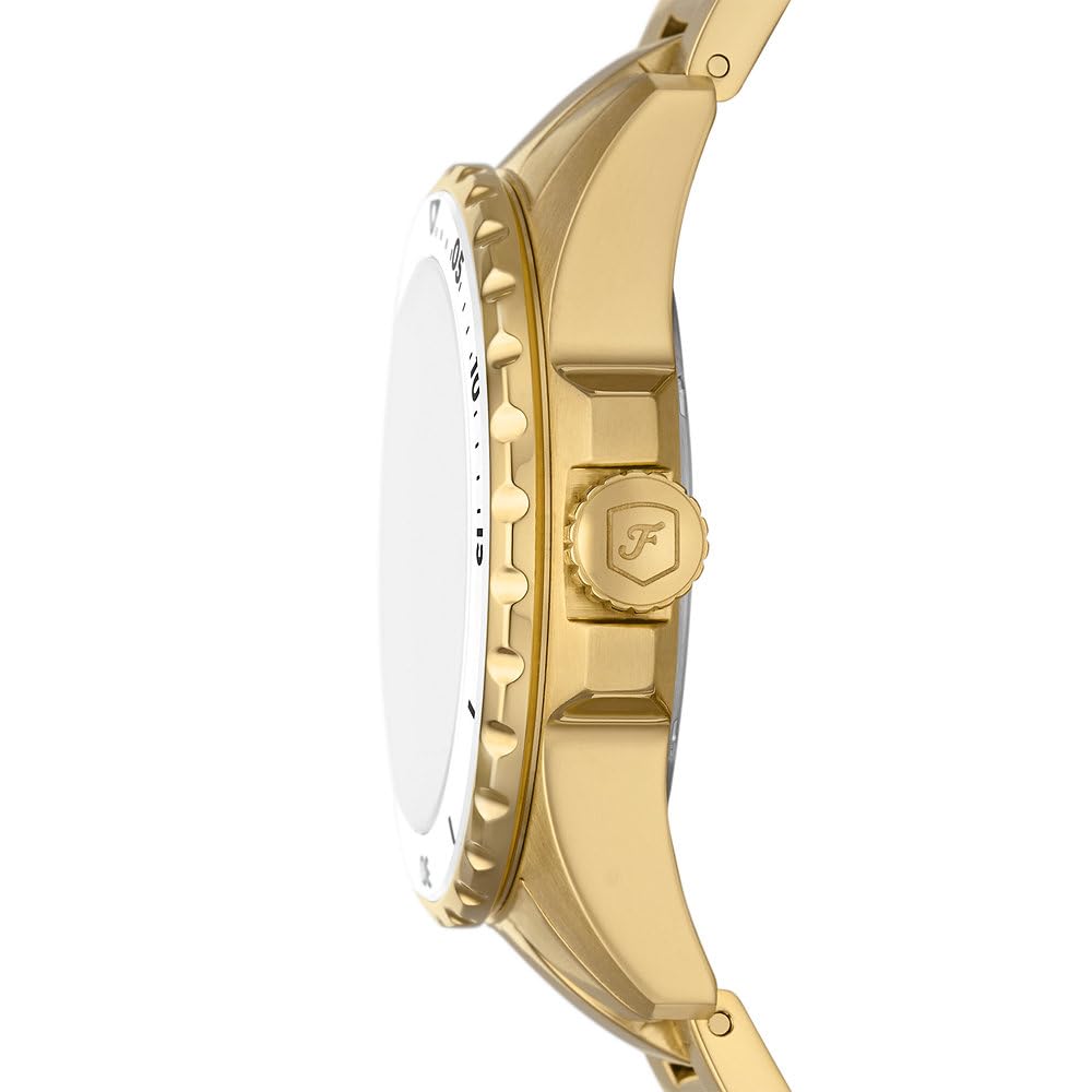Fossil Blue Dive Three Hand White Dial Gold Steel Strap Watch For Women - ES5350