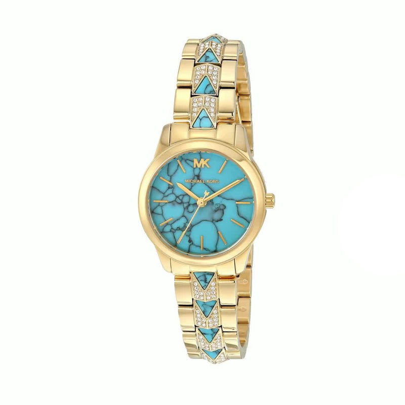 Michael Kors Petite Runway Mercer Blue Dial Gold Steel Strap Watch For Women - MK6673 Buy Now By Michael Kors