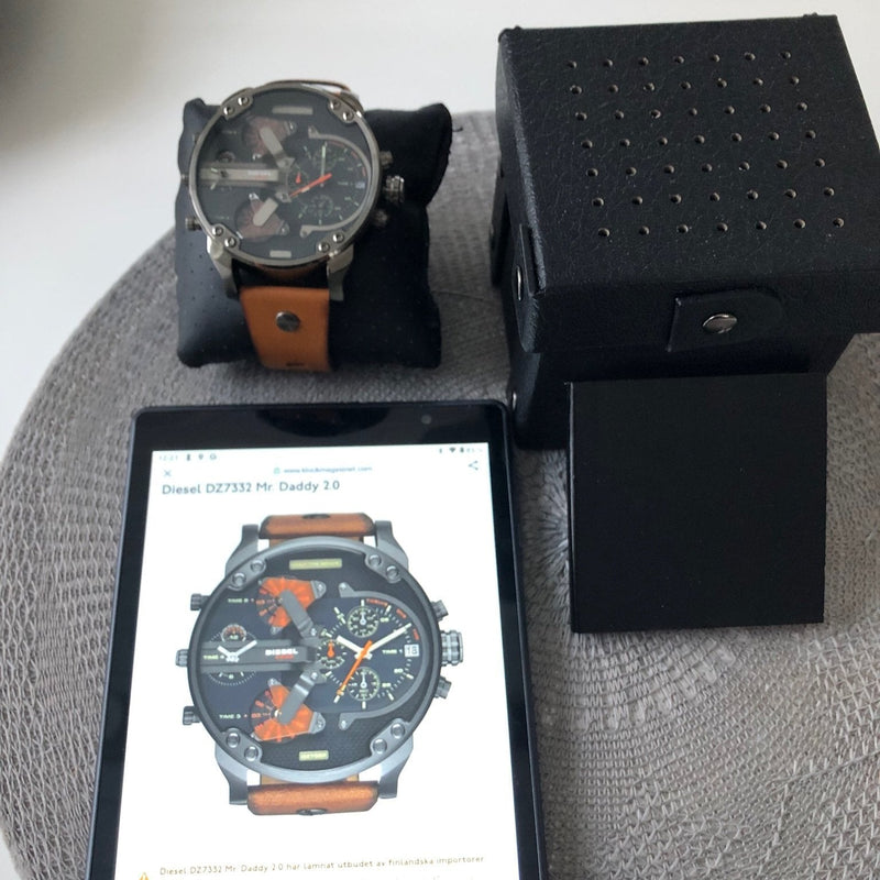 Shop Diesel Mr Daddy 2.0 Black Dial Brown Leather Strap Watch For Men - DZ7332 in USA