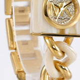 Shop Michael Kors Chain Lock Analog Crystals Silver Dial Gold Steel Strap Watch for Women - MK4809 in USA