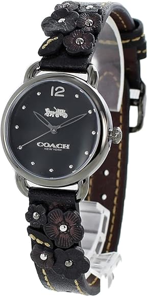 Coach Delancey Black Dial Black Leather Strap Watch For Women - 14502816