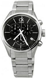 Shop Calvin Klein Masculine Chronograph Black Dial Silver Steel Strap Watch for Men - K2H27104 in USA