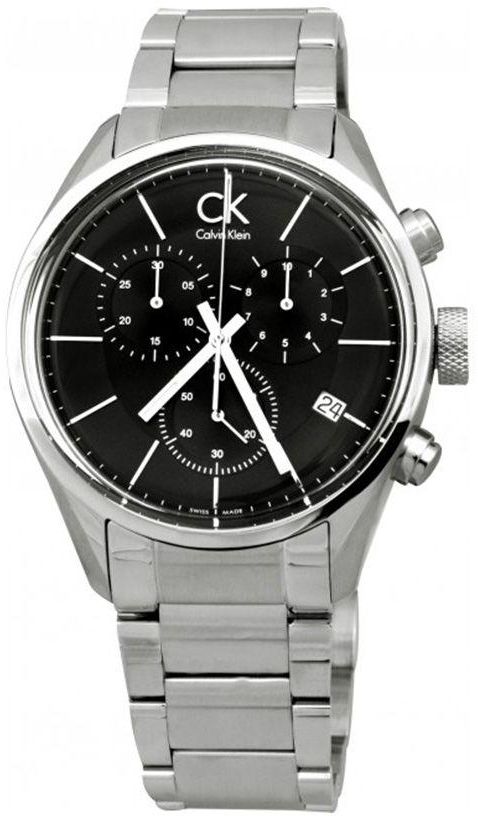 Shop Calvin Klein Masculine Chronograph Black Dial Silver Steel Strap Watch for Men - K2H27104 in USA