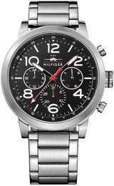 Tommy Hilfiger Jake Chronograph Black Dial Silver Steel Strap Watch for Men - 1791234