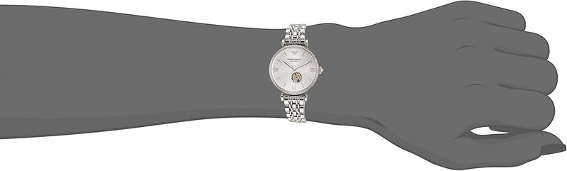 Emporio Armani Gianni T-Bar Automatic Silver Dial Silver Steel Strap Watch For Women - AR60022 Buy Now By Emporio Armani
