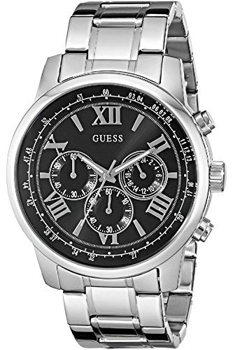 Guess Horizon Chronograph Quartz Black Dial Silver Steel Strap Watch For Men - W0379G1 Buy Now By Guess