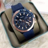 Fossil Bannon Multifunction Blue Dial Blue Silicone Strap Watch for Men - BQ2498 Buy Now By Fossil
