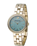 Swarovski Daytime Crystals Turquoise Dial Gold Steel Strap Watch for Women - 5182212