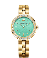 Shop Swarovski Daytime Crystals Turquoise Dial Gold Steel Strap Watch for Women - 5182212 in USA