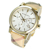 Burberry The City White Dial Haymarket Beige Leather Strap Watch for Women - BU9752 Buy Now By Burberry