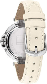 Shop Tommy Hilfiger Angela Silver Dial Cream Leather Strap Watch for Women - 1782123 in USA