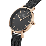 Daniel Wellington Classic Petite Pressed Ashfield Black Dial Black Mesh Bracelet Watch For Women - DW00100441 Buy Now By Daniel Wellington