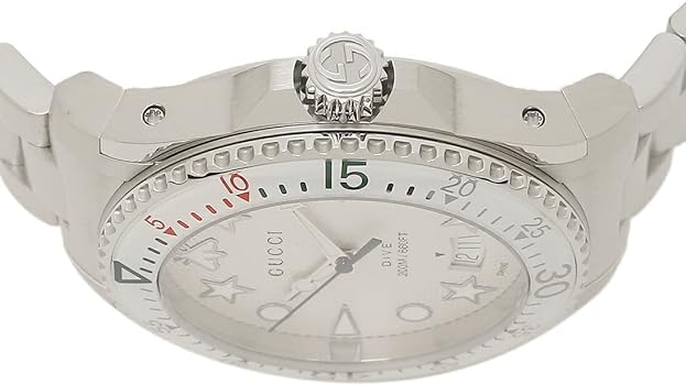Shop Gucci Dive Quartz White Dial Silver Steel Strap Watch For Men - YA136336 in USA