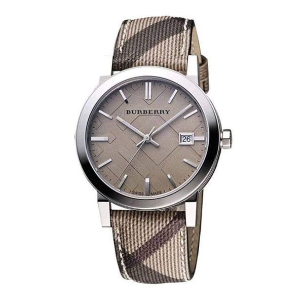 Burberry The City Beige Dial Chequered Brown Leather Strap Watch for Women - BU9029 Buy Now By Burberry