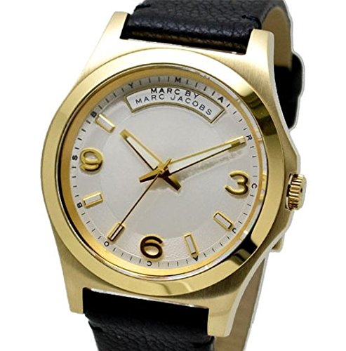Shop Marc Jacobs Baby Dave Gold Dial Black Leather Strap Watch for Women - MBM1264 in USA