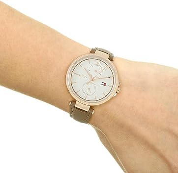 Shop Tommy Hilfiger Angela Quartz Silver Dial Brown Leather Strap Watch for Women - 1782125 in USA