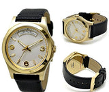 Shop Marc Jacobs Baby Dave Gold Dial Black Leather Strap Watch for Women - MBM1264 in USA