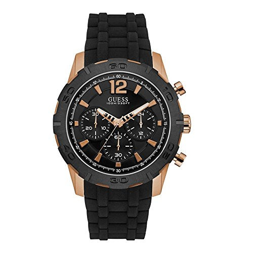 Shop Guess Caliber Chronograph Black Dial Black Rubber Strap Watch for Men - W0864G2 in USA