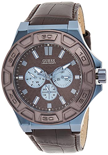 Guess Force Quartz Brown Dial Brown Leather Strap Watch For Men - W0674G5 Buy Now By Guess