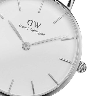 Daniel Wellington Classic Petite York White Dial Brown Leather Strap Watch For Women - DW00100244