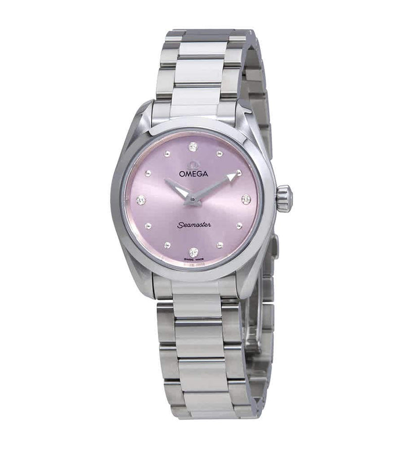 Shop Omega Seamaster Aqua Terra Quartz Purple Dial Silver Steel Strap Watch for Women - 220.10.28.60.60.001 in USA