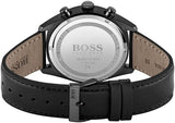 Hugo Boss Champion Chronograph Black Dial Black Leather Strap Watch for Men - 1513880