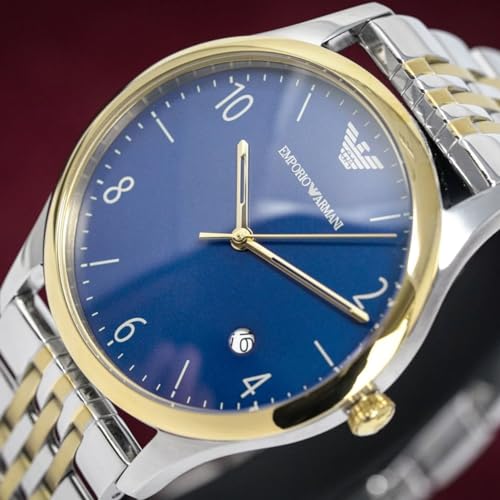 Emporio Armani Classic Quartz Blue Dial Two Tone Steel Strap Watch For Men - AR1868 Buy Now By Emporio Armani