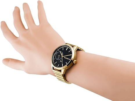 Shop Tommy Hilfiger Brooke Black Dial Gold Steel Strap Watch for Women - 1782019 in USA