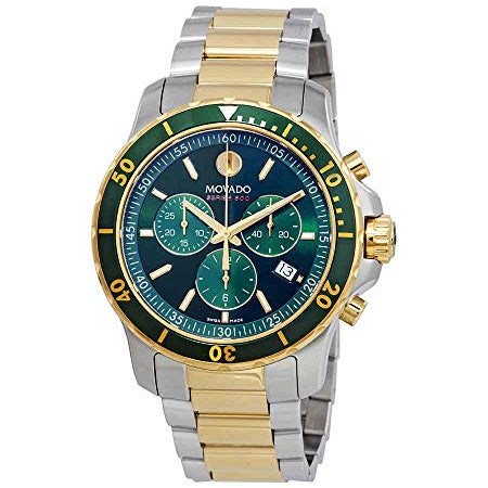 Shop Movado Series 800 Chronograph Green Dial Two Tone Steel Strap Watch For Men - 2600148 in USA