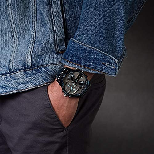 Shop Diesel Daddy 2.0 Chronograph Quartz Grey Dial Blue Steel Strap Watch For Men - DZ7414 in USA