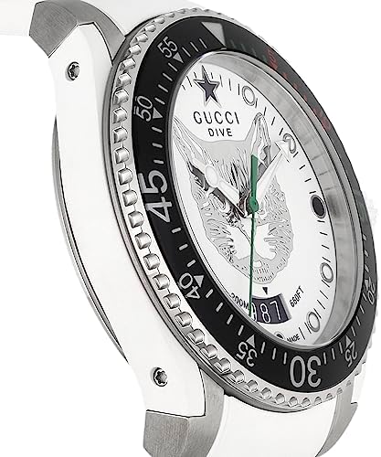 Shop Gucci Dive Tiger White Dial White Rubber Strap Watch For Men - YA136329 in USA