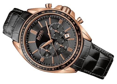 Hugo Boss Driver Black Dial Black Leather Strap Watch for Men - 1513092 Buy Now By Hugo Boss