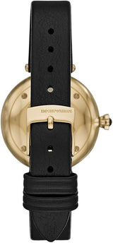 Emporio Armani Arianna Analog Silver Dial Black Leather Strap Watch For Women - AR11200 Buy Now By Emporio Armani
