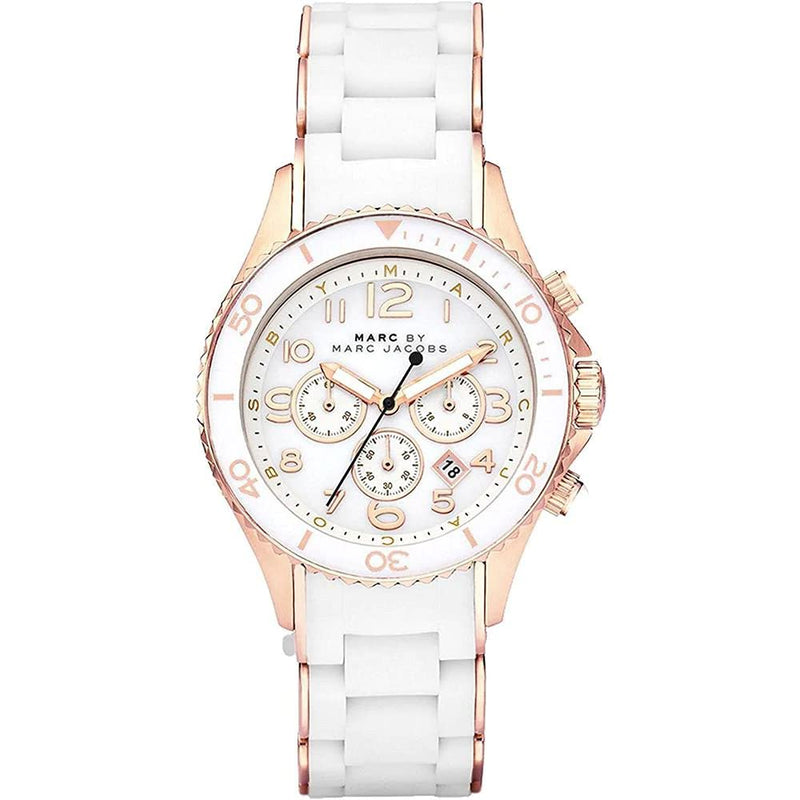 Marc Jacobs Rock Chronograph White Dial White Silicone Strap Watch for Women - MBM2547 Buy Now By Marc Jacobs