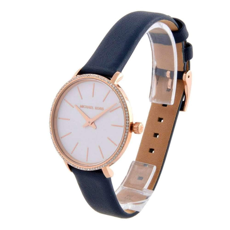 Michael Kors Pyper Analog White Dial Black Leather Strap Watch For Women - MK2804 Buy Now By Michael Kors