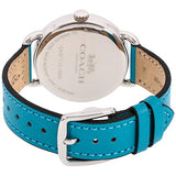 Coach Delancey White Dial Turquoise Leather Strap Watch for Women - 14502884