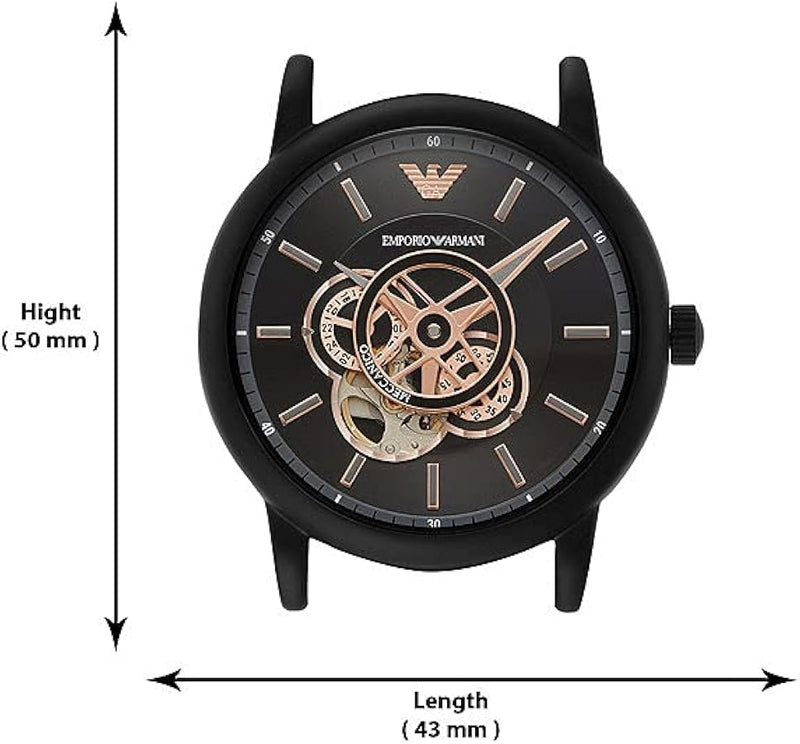 Emporio Armani Luigi Automatic Skeleton Black Dial Black Leather Strap Watch For Men - AR60012 Buy Now By Emporio Armani