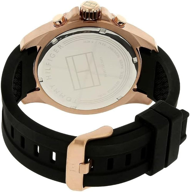 Shop Tommy Hilfiger Sport Multifunction Black Dial Black Rubber Strap Watch for Men - 1791145 in USA