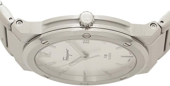 Shop Salvatore Ferragamo F-80 Classic Silver Dial Silver Steel Strap Watch for Men - SFDT02223 in USA