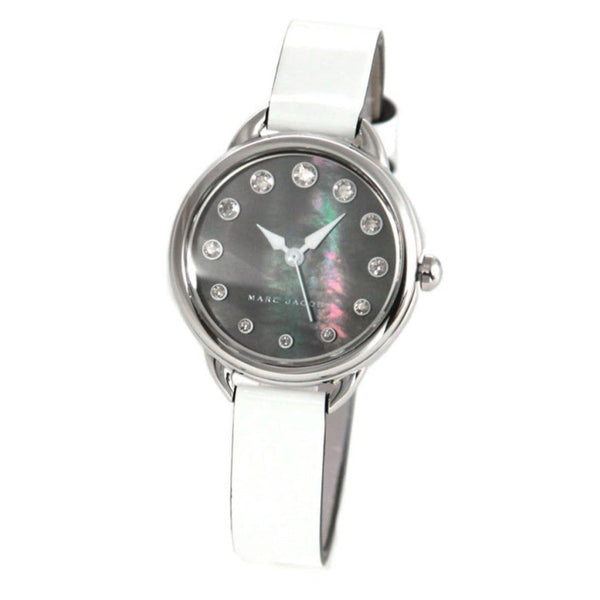 Shop Marc Jacobs Betty Mother of Pearl Black Dial White Leather Strap Watch for Women - MJ1512 in USA