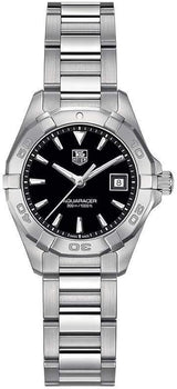 Shop Tag Heuer Aquaracer Quartz Black Dial Silver Steel Strap Watch for Women - WBD1410.BA0741 in USA