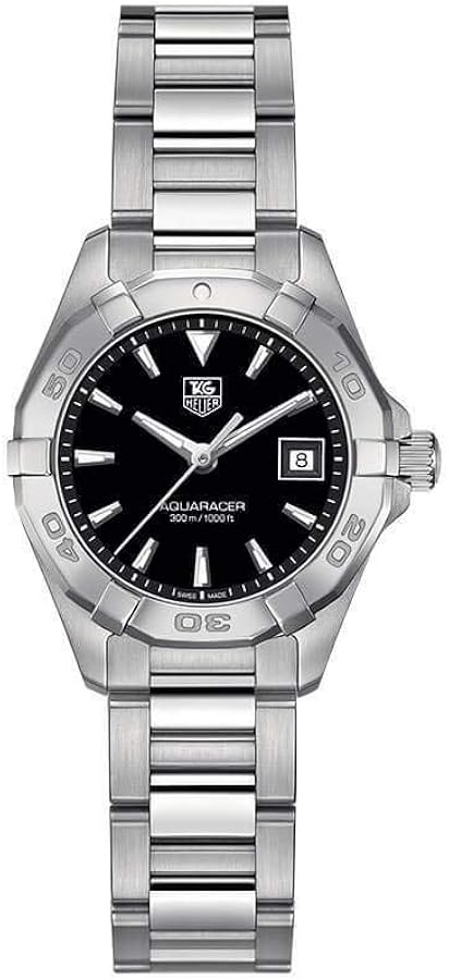 Shop Tag Heuer Aquaracer Quartz Black Dial Silver Steel Strap Watch for Women - WBD1410.BA0741 in USA